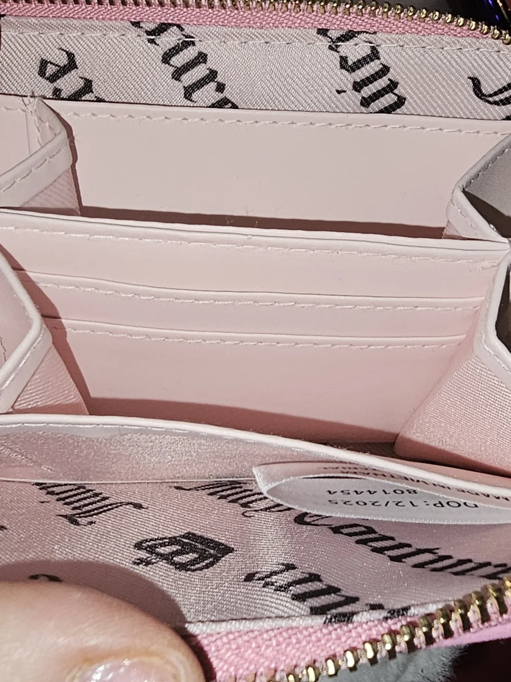 Juicy Couture Black & Pink Embroidered Zip Around Wallet